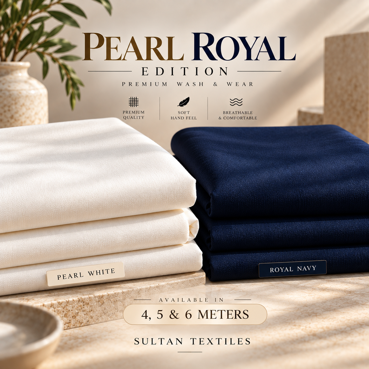 Pearl White & Navy Bundle Offer | Sultan Textiles