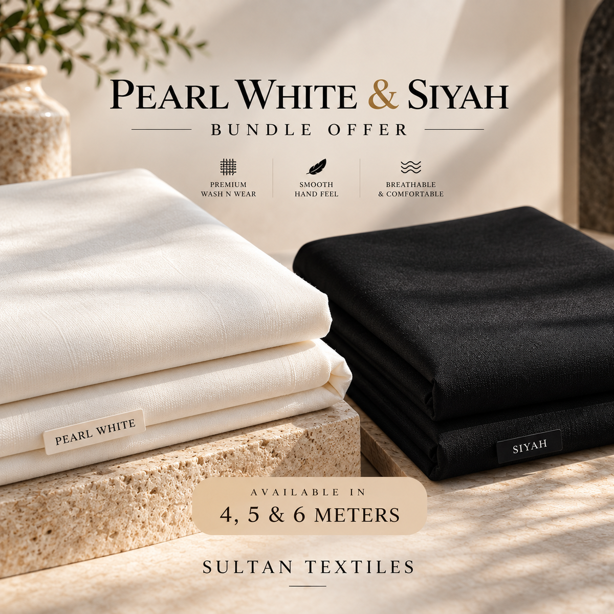 Pearl White & Siyah Bundle | Sultan Textiles